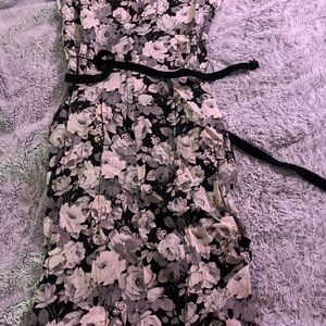 Floral Black and White Women's Dress